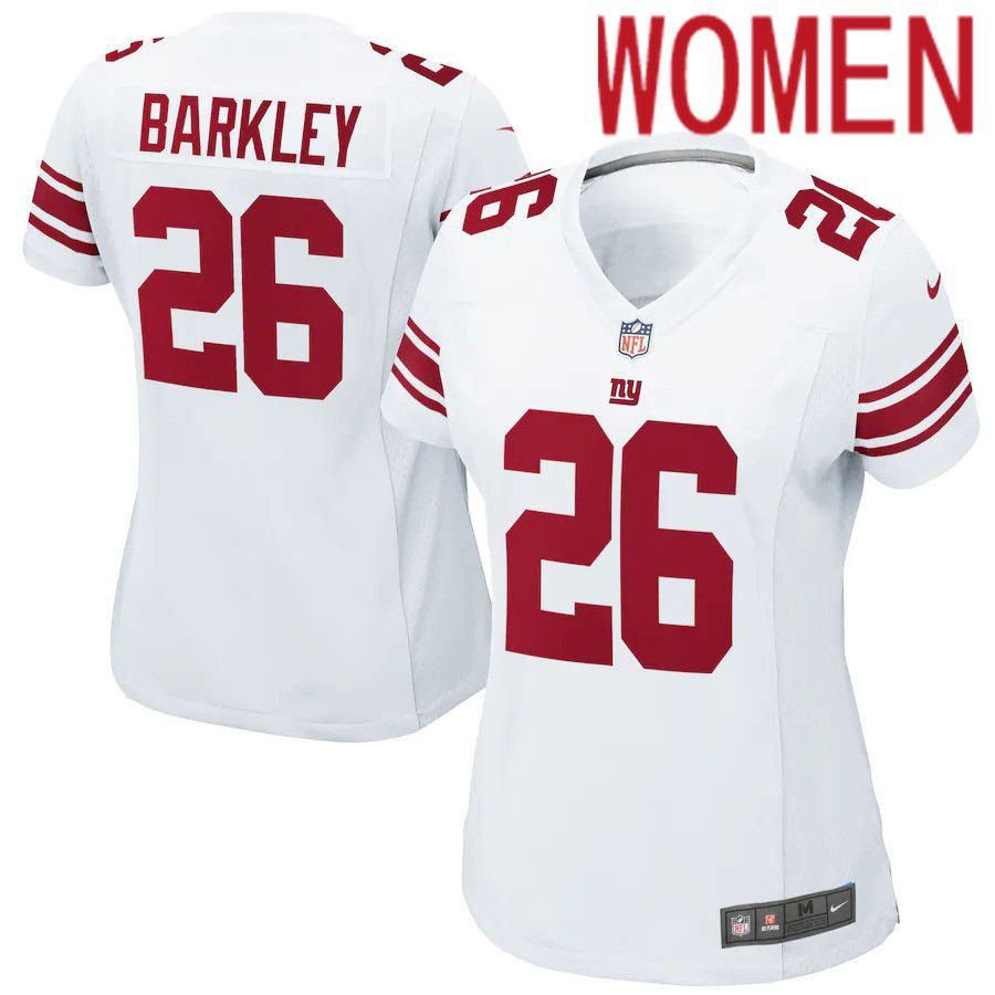 Cheap Women New York Giants 26 Saquon Barkley Nike White Game NFL Jersey